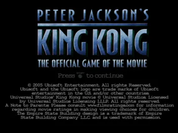 Peter Jackson's King Kong - The Official Game of the Movie screen shot title